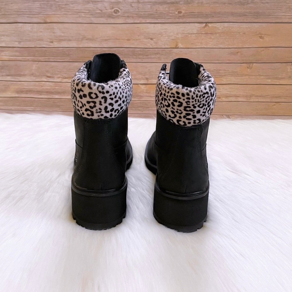 Timberland Kinsley 6 Inch Waterproof Boots In Black Snow Leopard - Picture 6 of 8